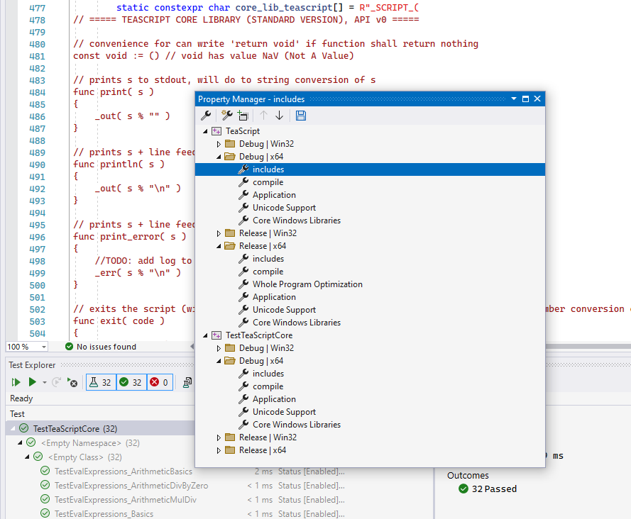 Property Manager Window of Visual Studio