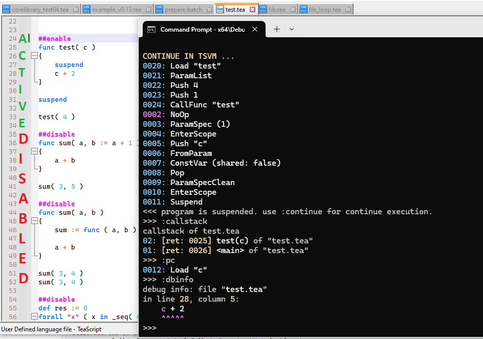 Screenshot of a debugging example.